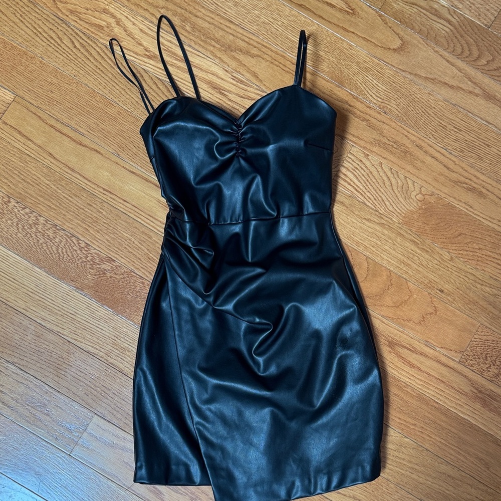 Zara Black Leather Mini Dress